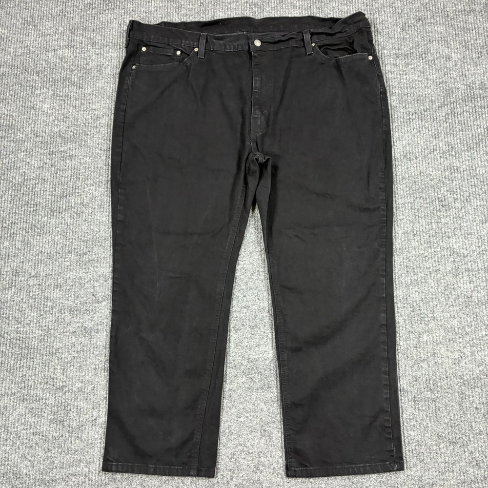 Levi's 541 Mens Jeans 48x30 Black Denim Athletic Tapered Fit Stretch Mid Rise